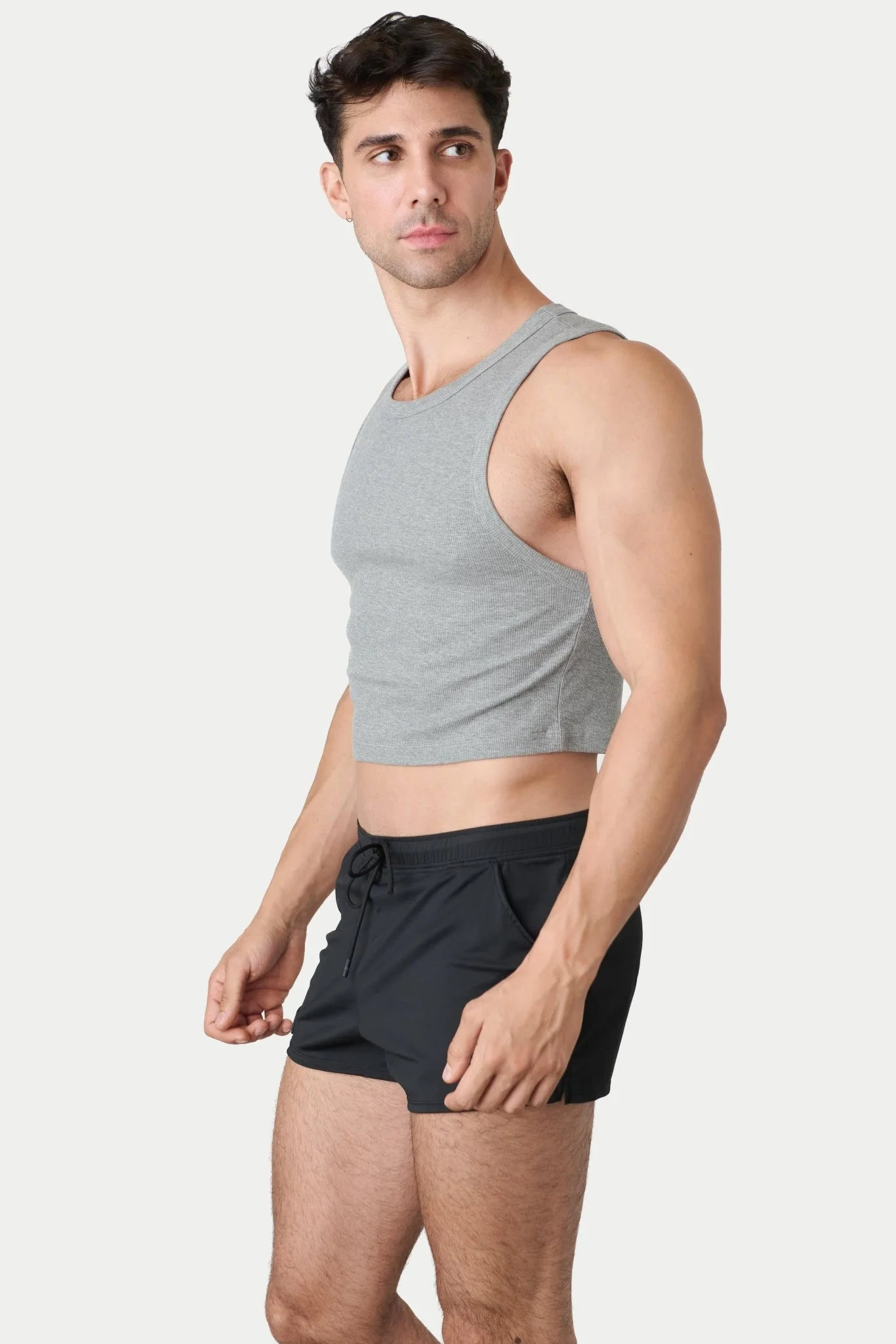 Ribbed Crop Tank - Heather Gray - Image 3