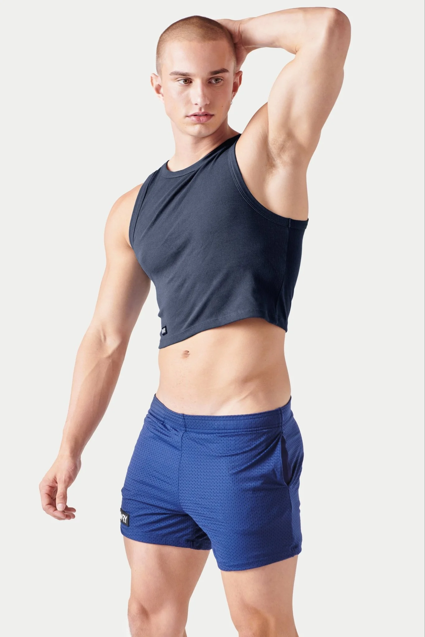 Ribbed Crop Tank - Navy - Image 3