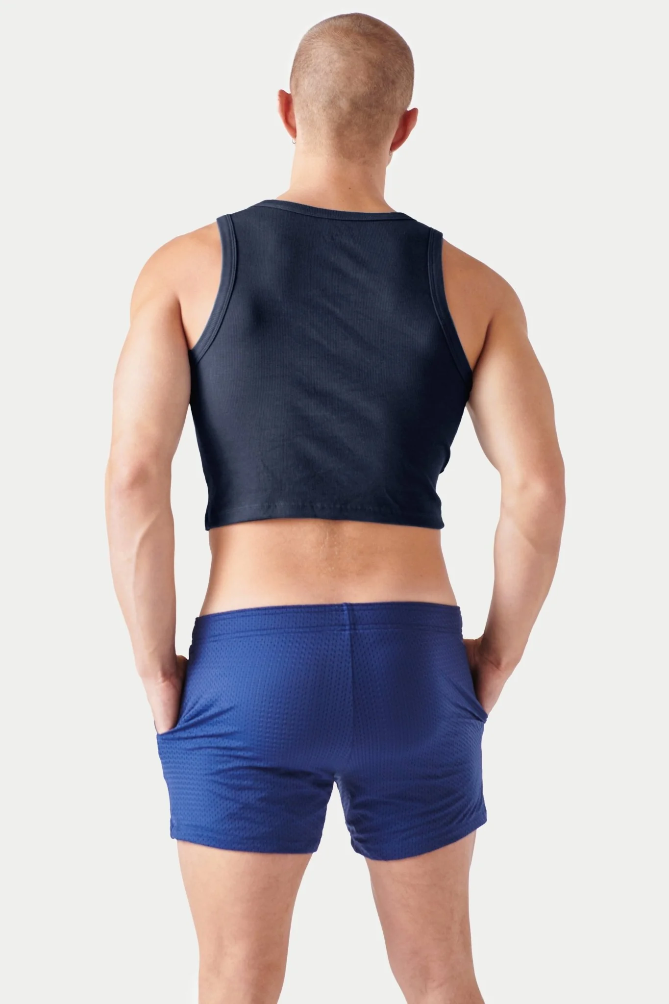Ribbed Crop Tank - Navy - Image 4